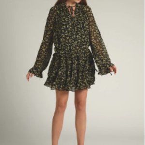 NWT Cistar Long Sleeve Floral Print Waist Tie Dress xs